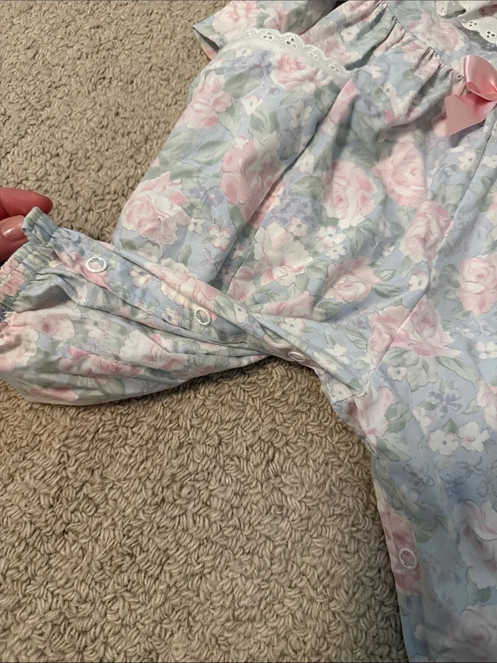 Buster Brown Floral Pink Bow One-Piece Romper